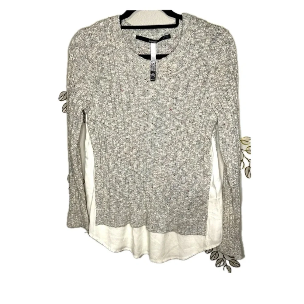 NWOT KENSIE marled gray and white ribbed sweater off white bottom medium
